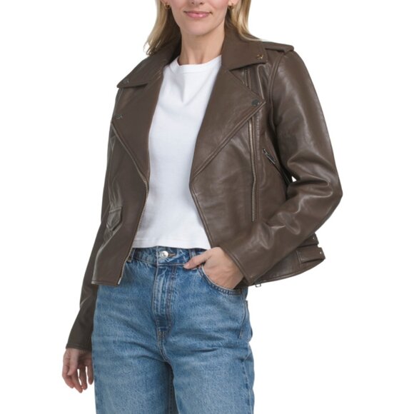 WALTER BAKER Macchiato Lamb Leather Liz Jacket - Picture 1 of 2